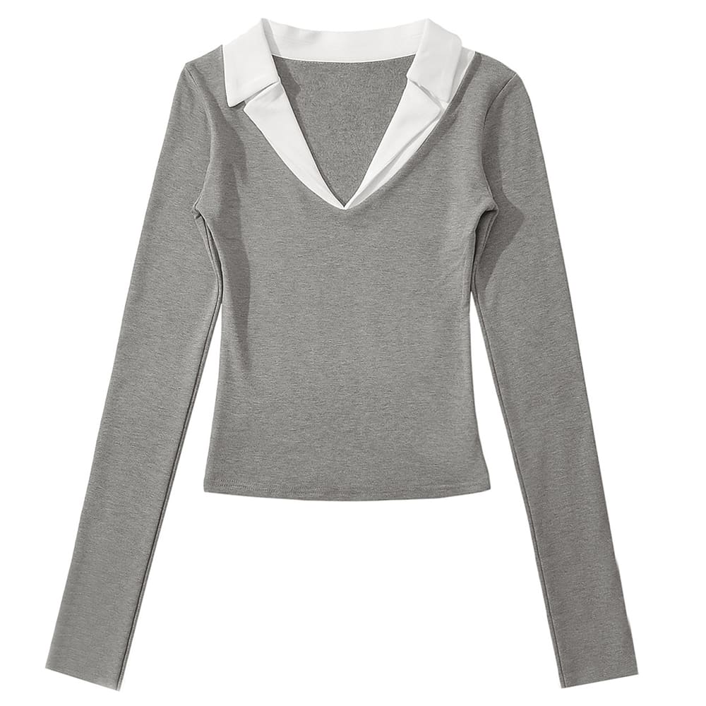 office siiren v-neck long sleeve top boogzel clothing