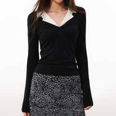 office siiren v-neck long sleeve top boogzel clothing