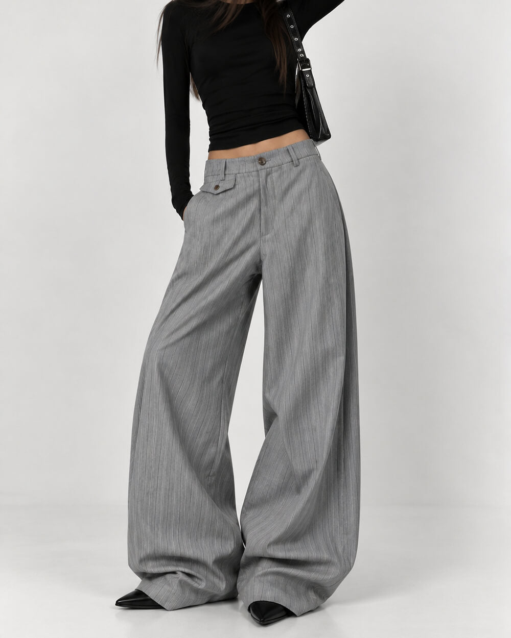 office siren pinstripe wide leg pants boogzel clothing