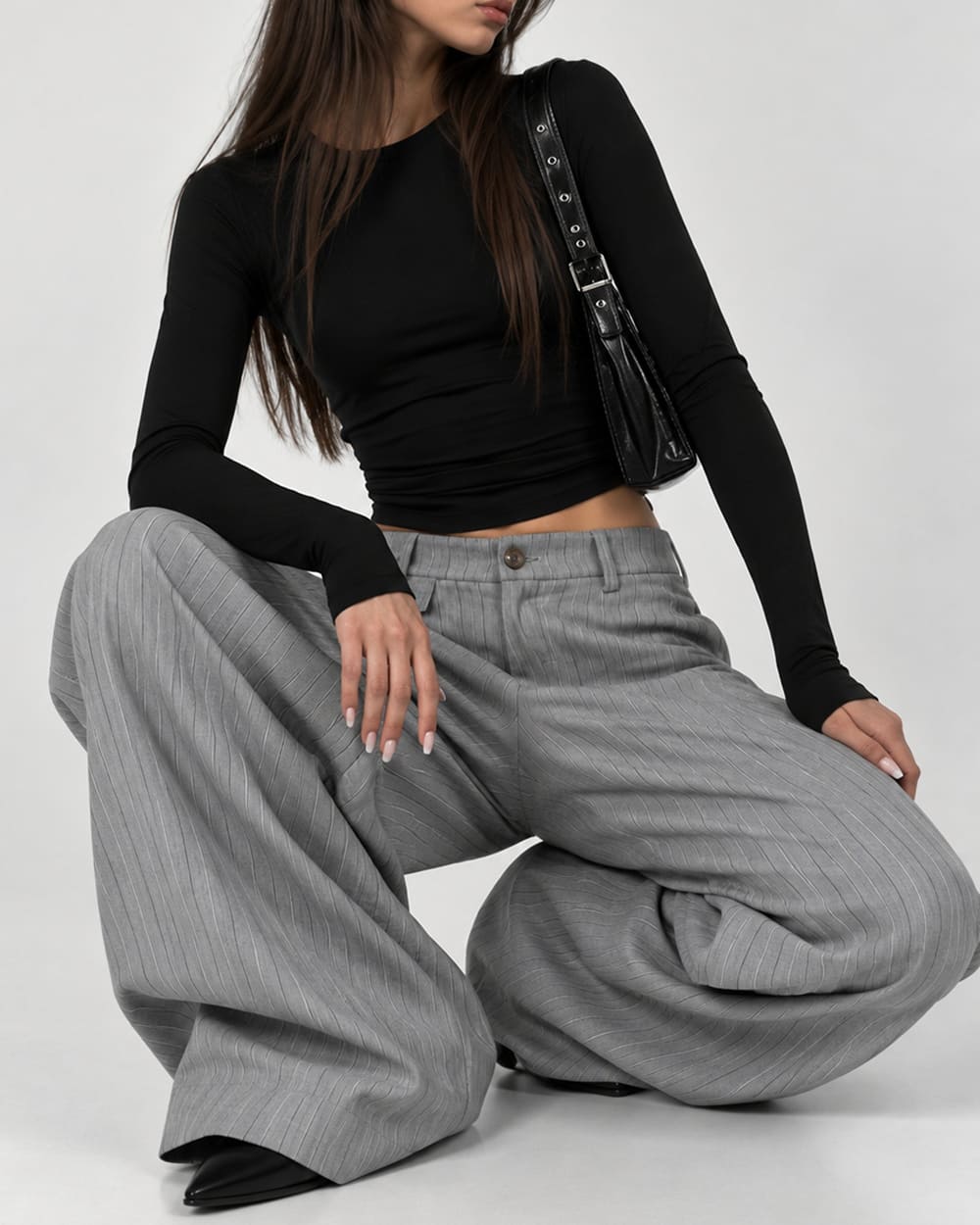 office siren pinstripe wide leg pants boogzel clothing