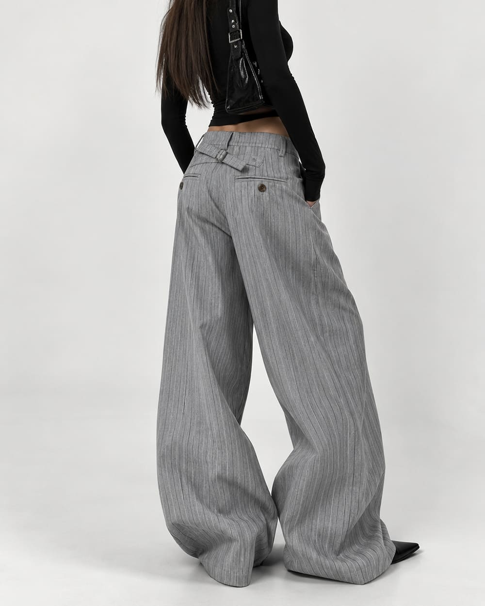 office siren pinstripe wide leg pants boogzel clothing