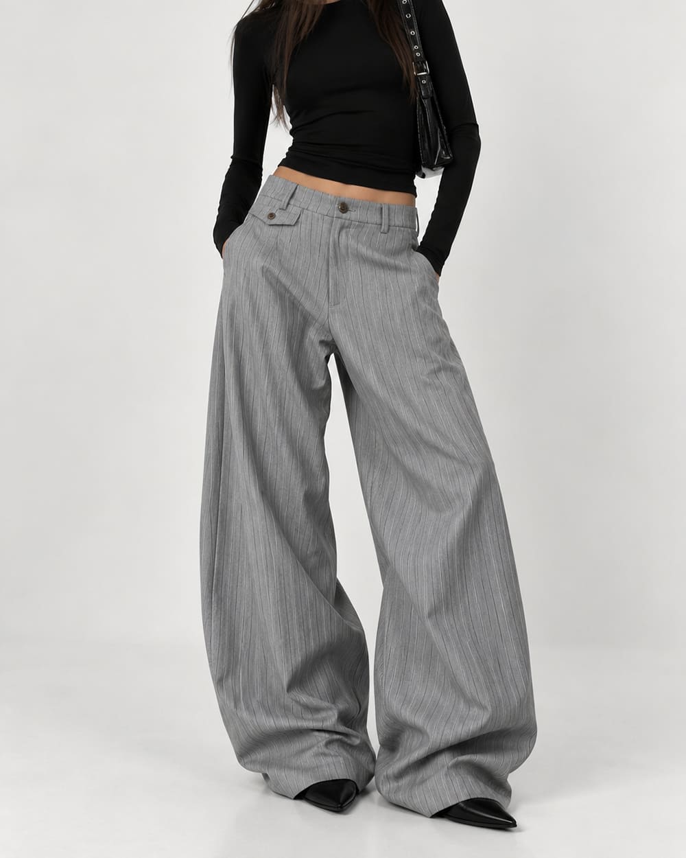 office siren pinstripe wide leg pants boogzel clothing