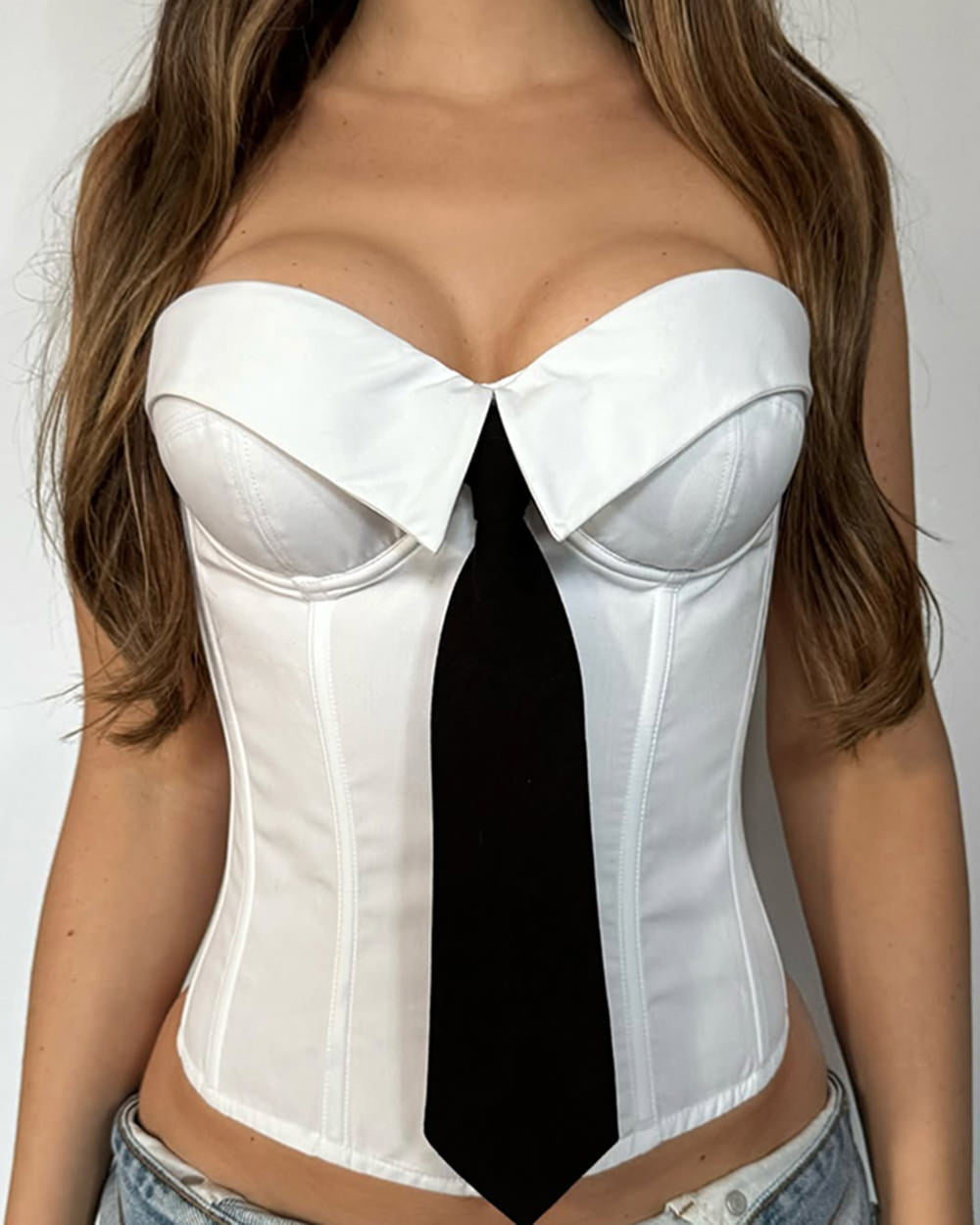 office siren tie corset top boogzel clothing