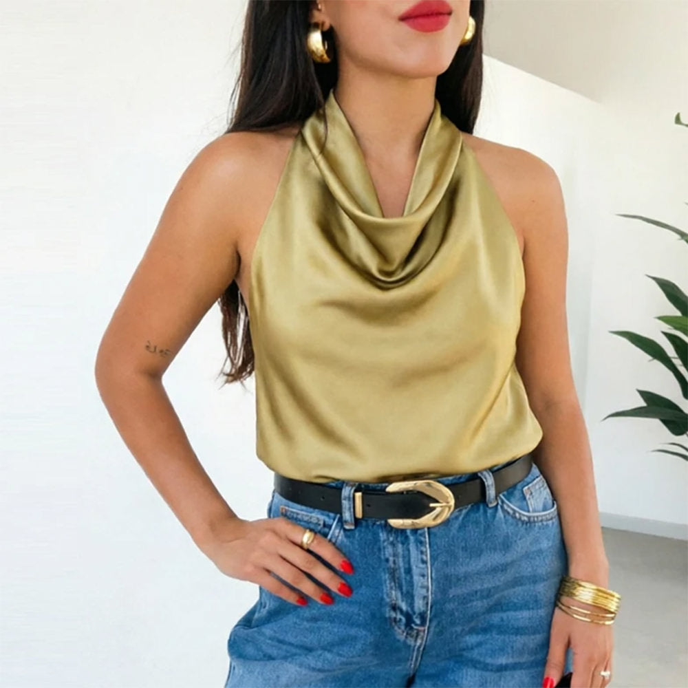 old money satin halter top boogzel clothing