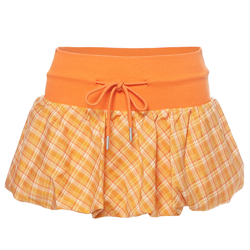 orange checkered bubble skirt boogzel clothing
