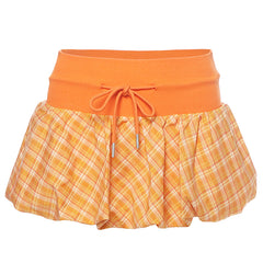 orange checkered bubble skirt boogzel clothing
