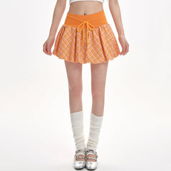 orange checkered bubble skirt boogzel clothing