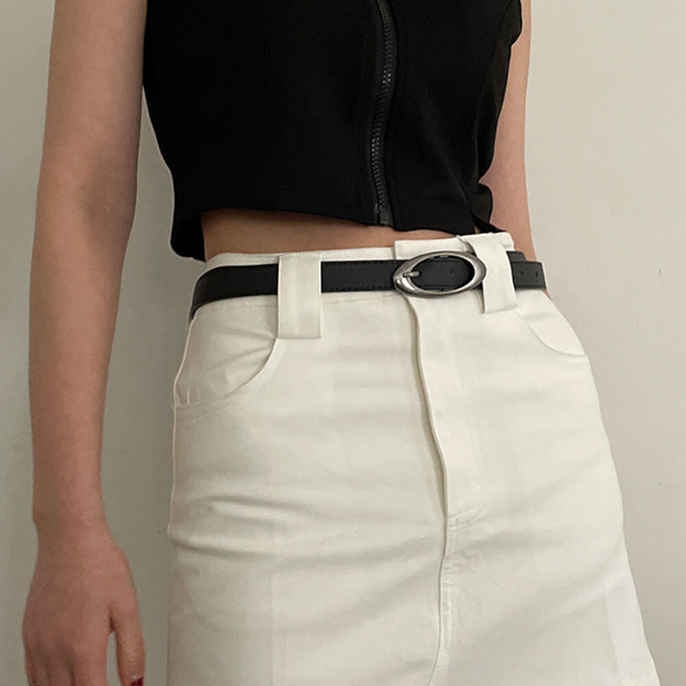 oval buckle black belt boogzel clothing