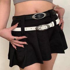oval buckle black belt boogzel clothing