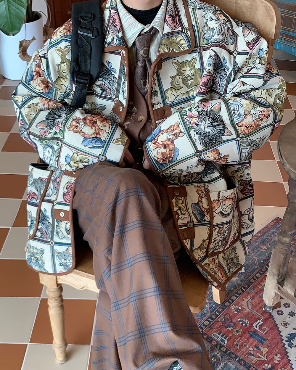oversized cat print jacket boogzel clothing