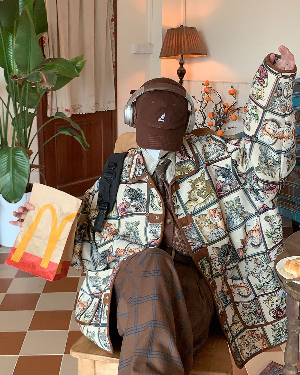 oversized cat print jacket boogzel clothing