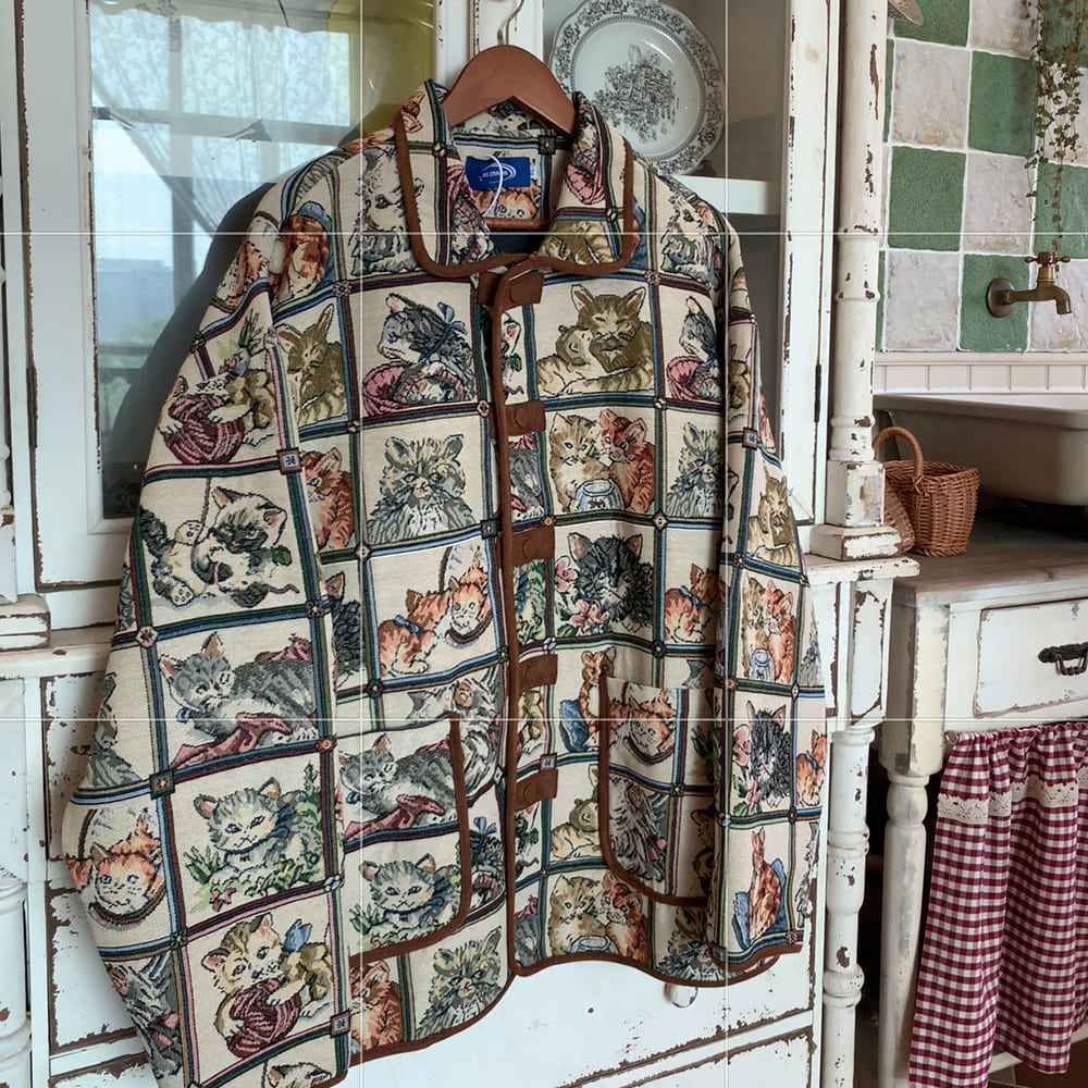oversized cat print jacket boogzel clothing