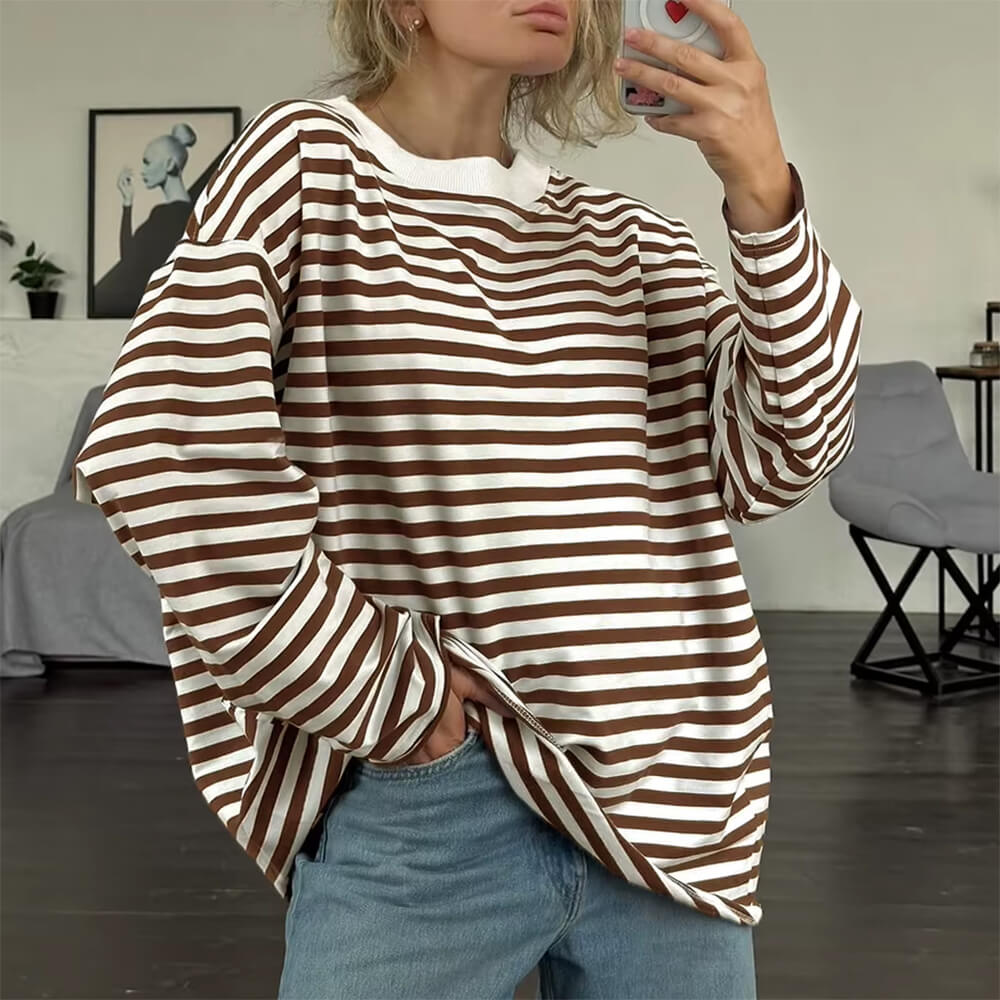 oversized striped long sleeve t-shirt boogzel clothing