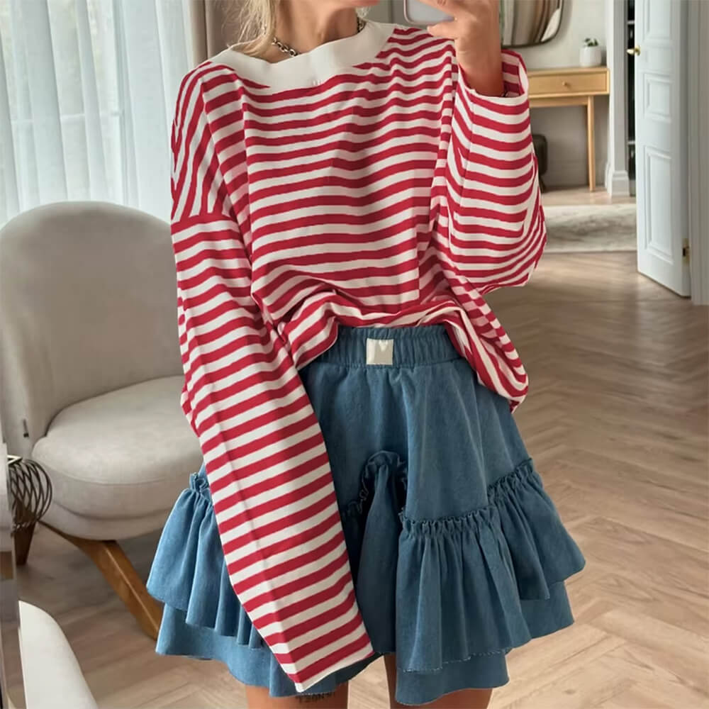oversized striped long sleeve t-shirt boogzel clothing