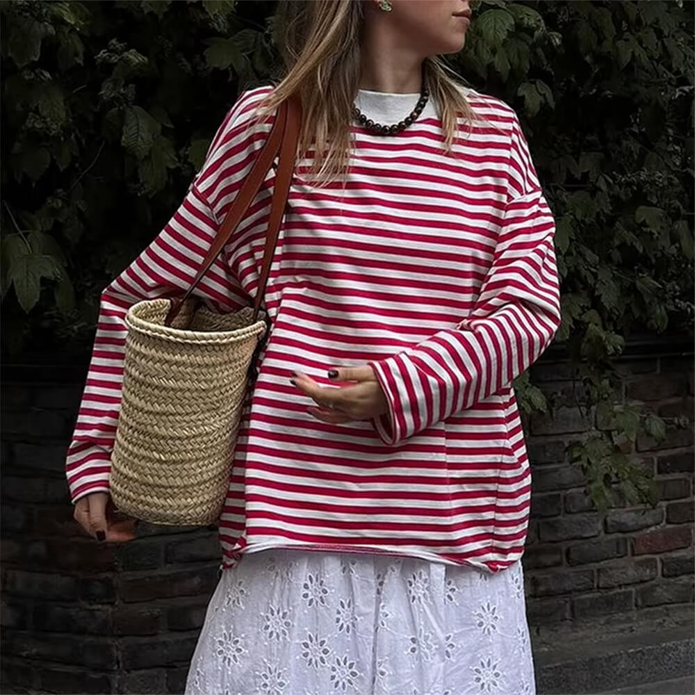 oversized striped long sleeve t-shirt boogzel clothing