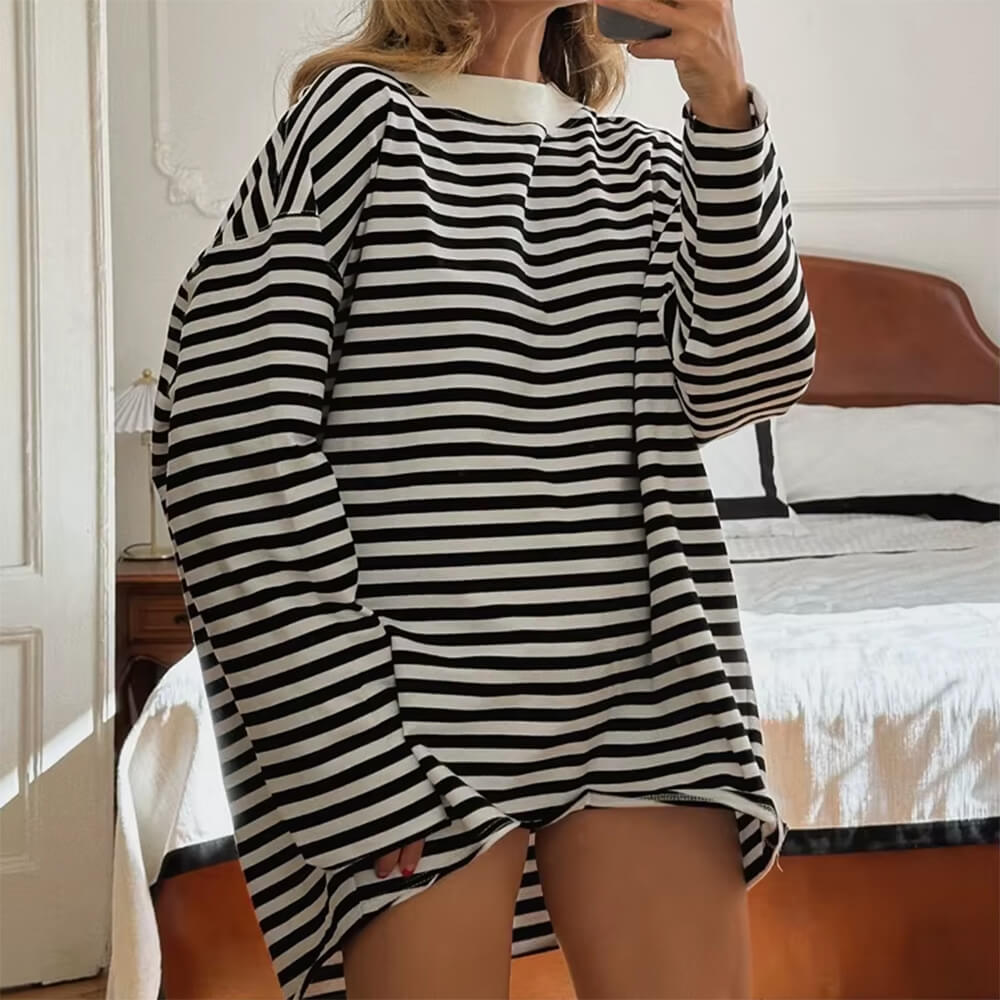 oversized striped long sleeve t-shirt boogzel clothing