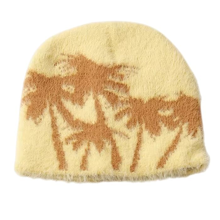 palm trees fuzzy beanie boogzel clothing