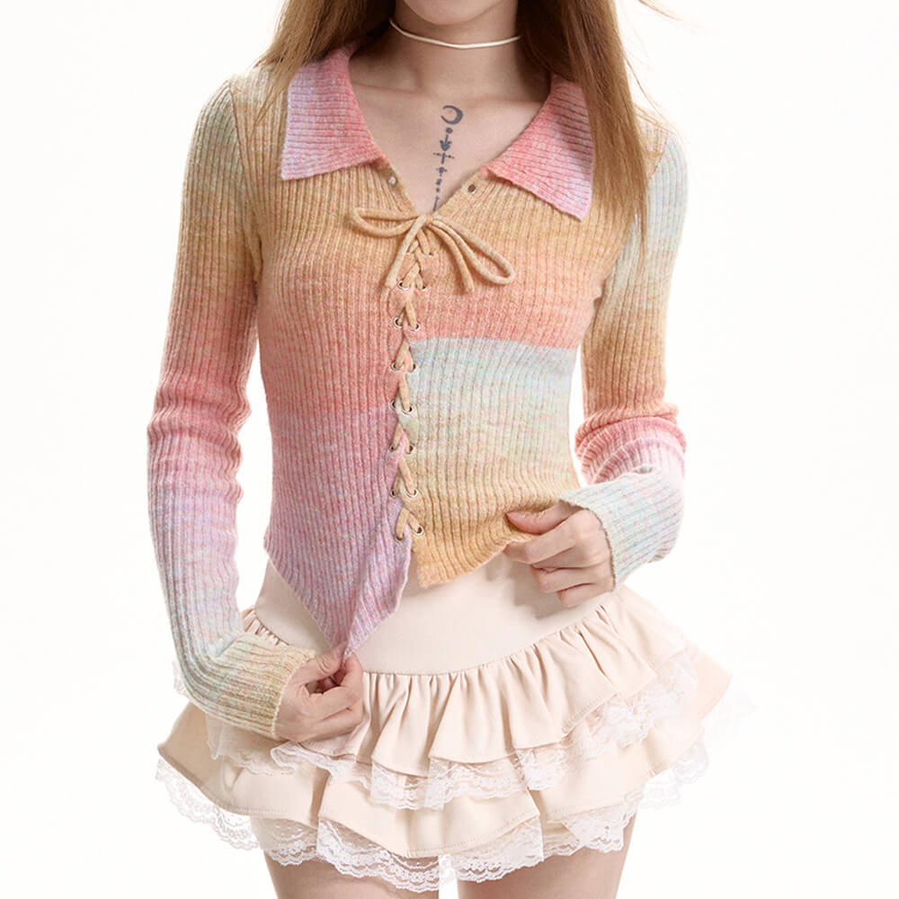 pastel rainbow knit top boogzel clothing