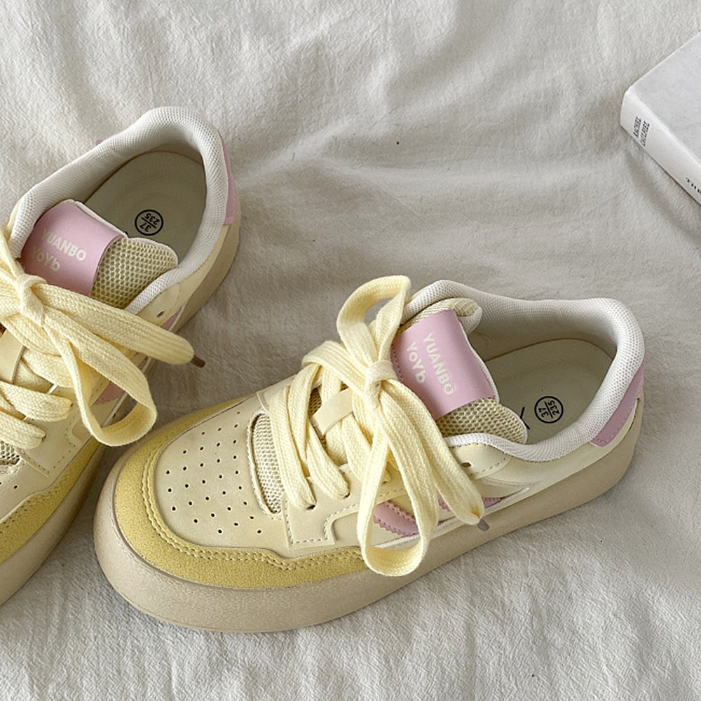 pastel yellow pink aesthetic skater sneakers boogzel clothing