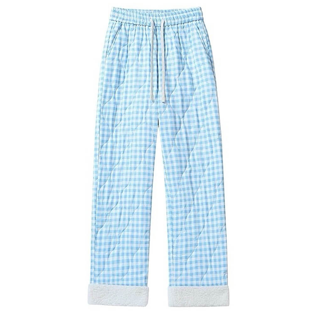 pastel checkered puffer pants boogzel clothing