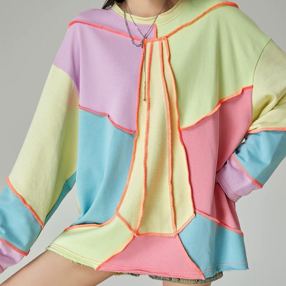 pastel patchwork oversized sweatshirt boogzel clothing