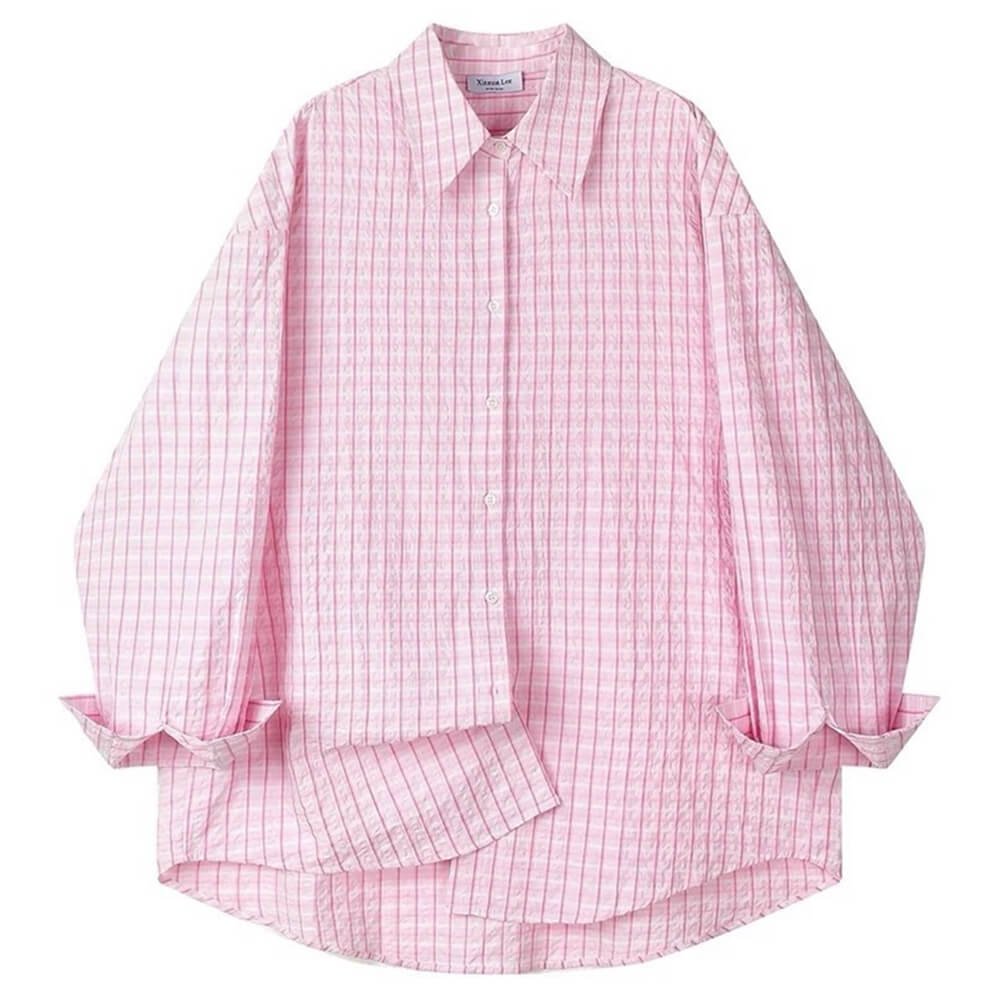 pastel plaid loose shirt boogzel clothing