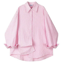 pastel plaid loose shirt boogzel clothing