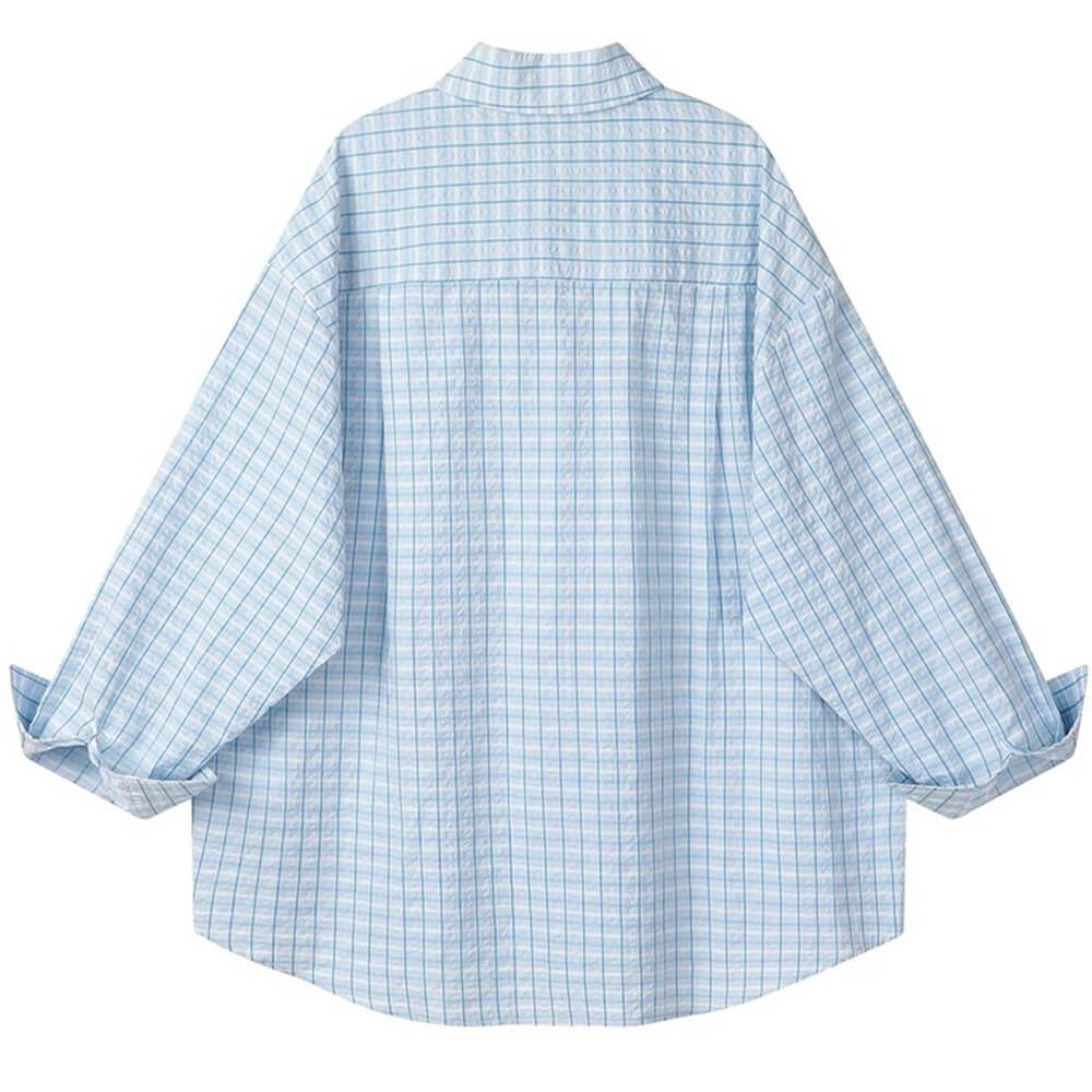 pastel blue plaid loose shirt boogzel clothing
