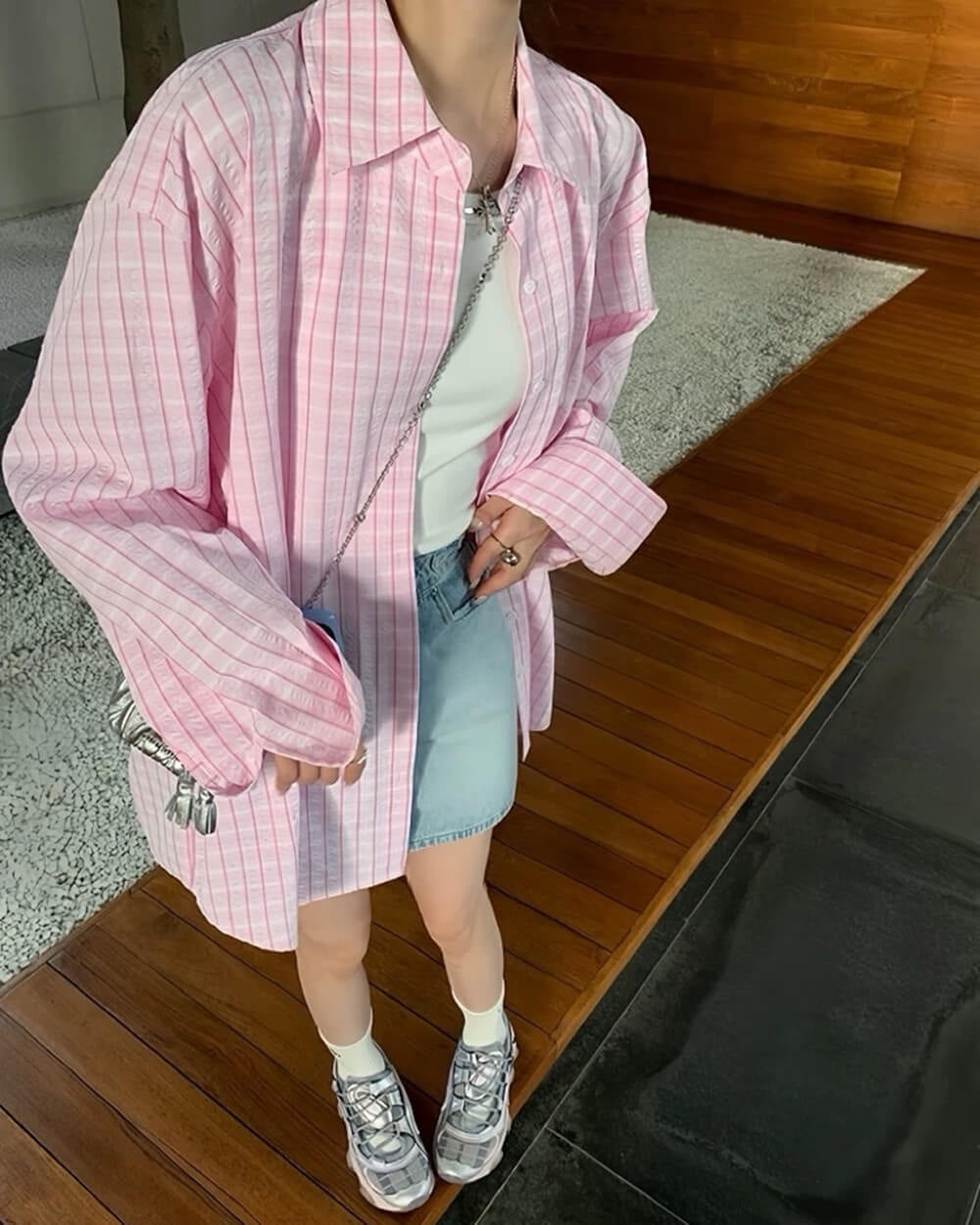 pastel plaid loose shirt boogzel clothing