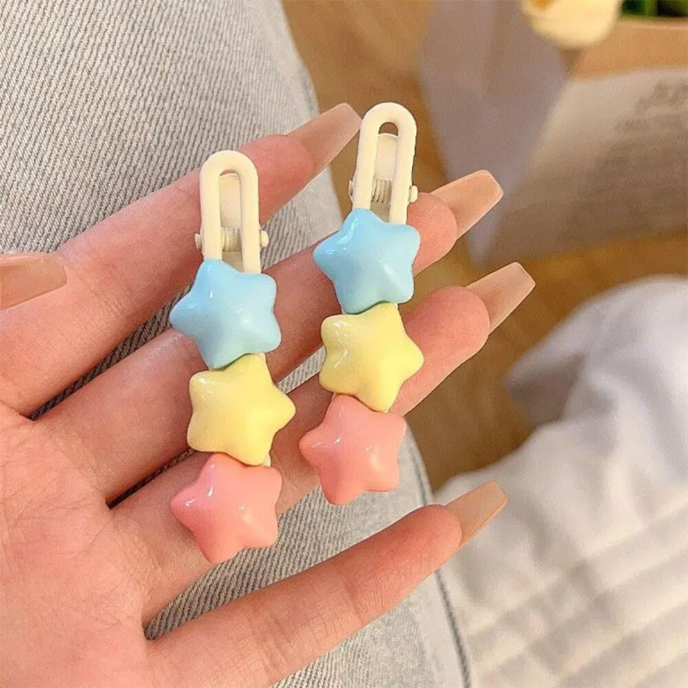 pastel stars hair clip 2pcs set boogzel clothing
