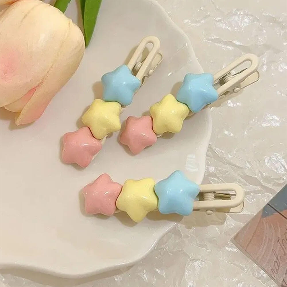 pastel stars hair clip 2pcs set boogzel clothing