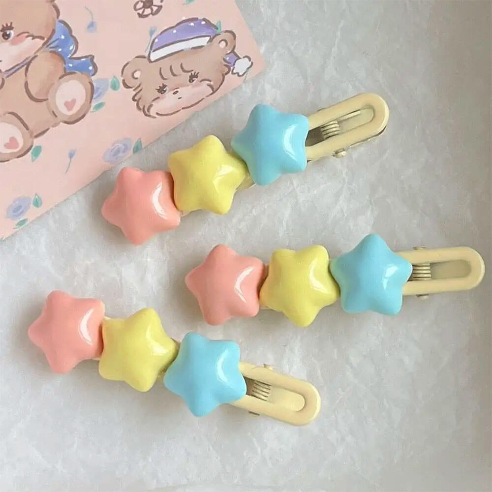 pastel stars hair clip 2pcs set boogzel clothing