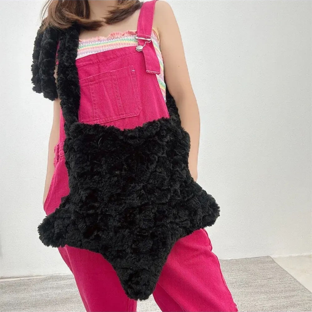 pastel star shaped fuzzy bag boogzel clothing