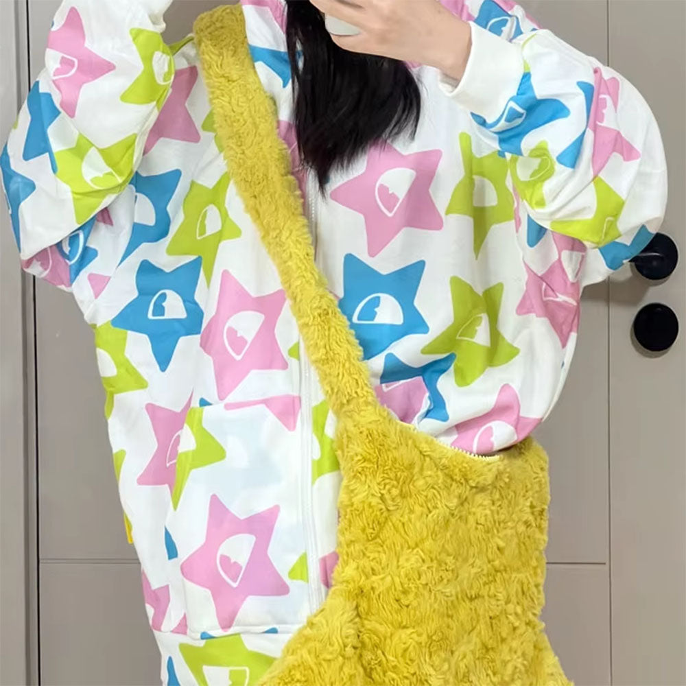 pastel star shaped fuzzy bag boogzel clothing