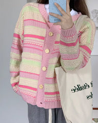 pastel striped knit cardigan boogzel clothing