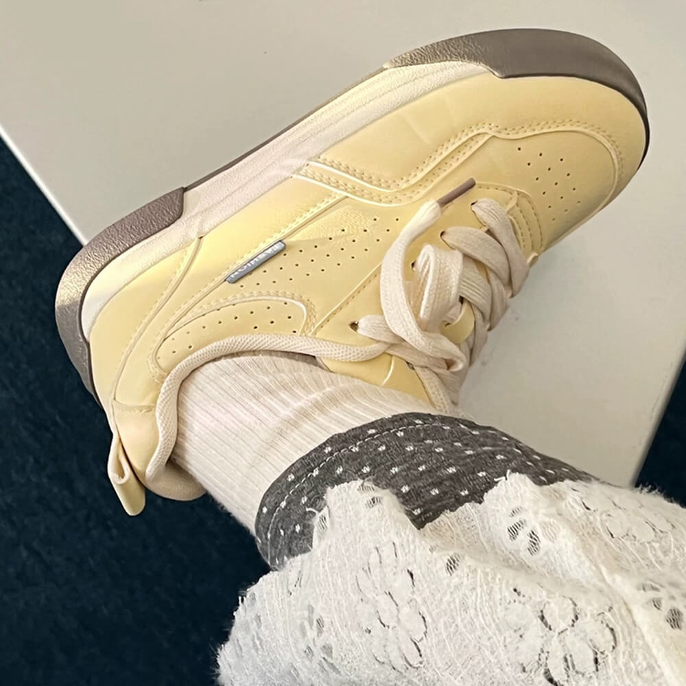 pastel yellow aesthetic sneakers boogzel clothing