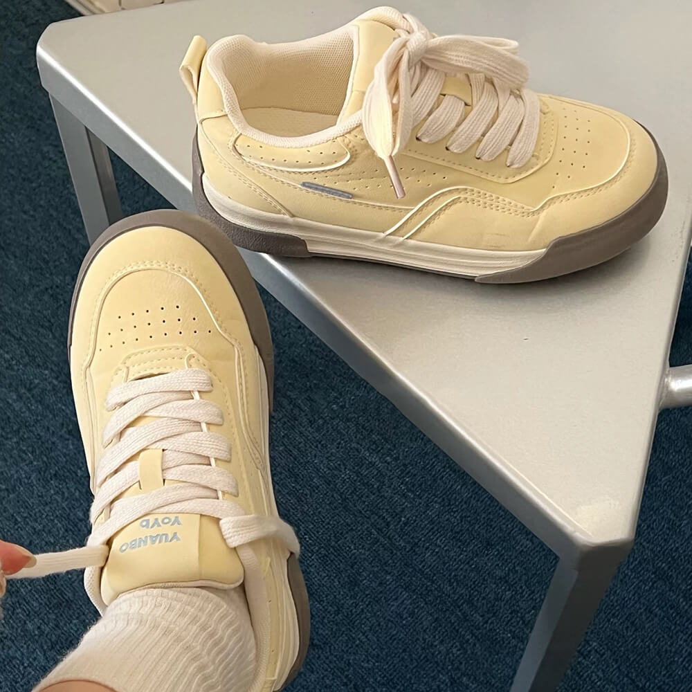 pastel yellow aesthetic sneakers boogzel clothing