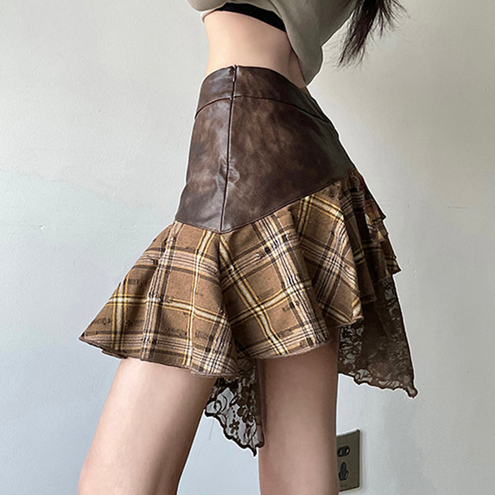 patchwork asymmetrical mini skirt boogzel clothing