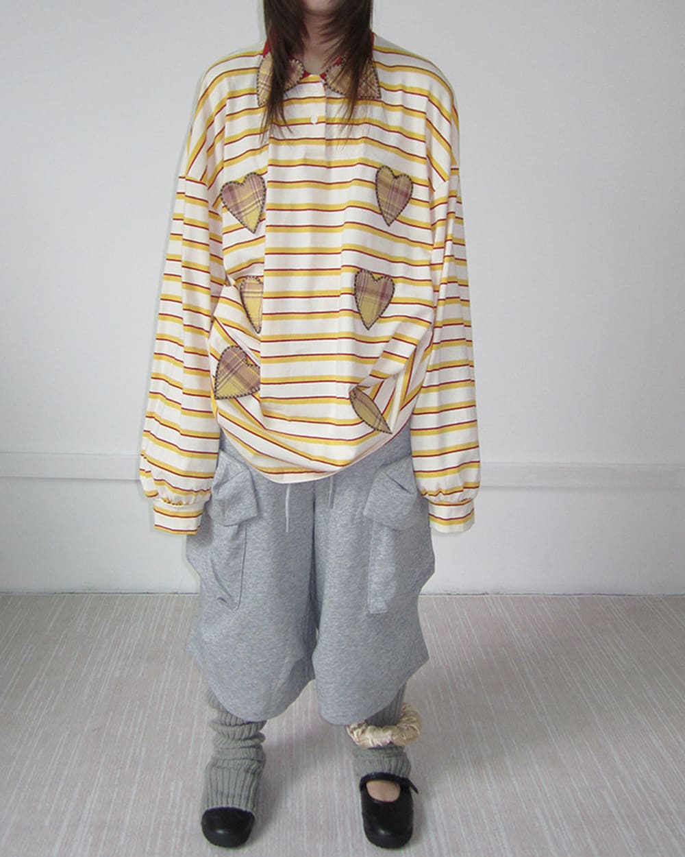 patchwork rugby striped long sleeve top boogzel clothing