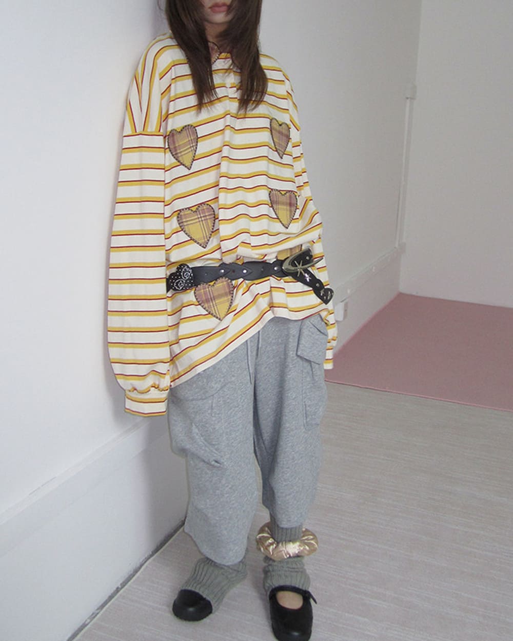 patchwork rugby striped long sleeve top boogzel clothing