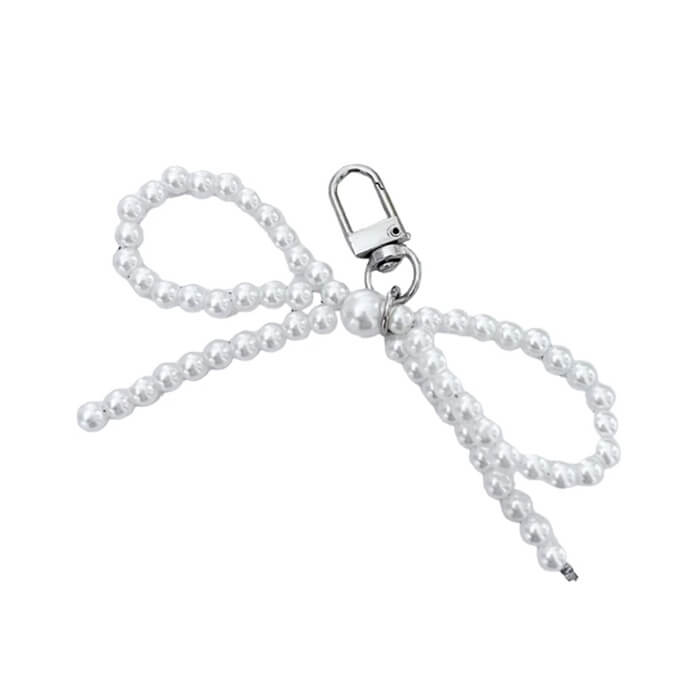pearl beaded bow keychain boogzel clothing