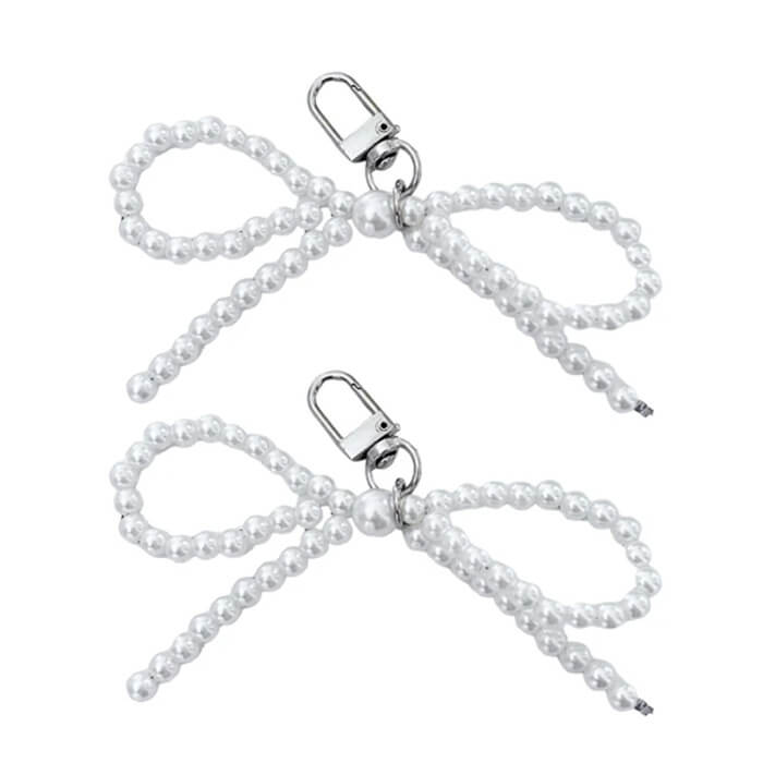 pearl beaded bow keychain boogzel clothing