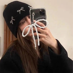 pearl beaded bow keychain boogzel clothing