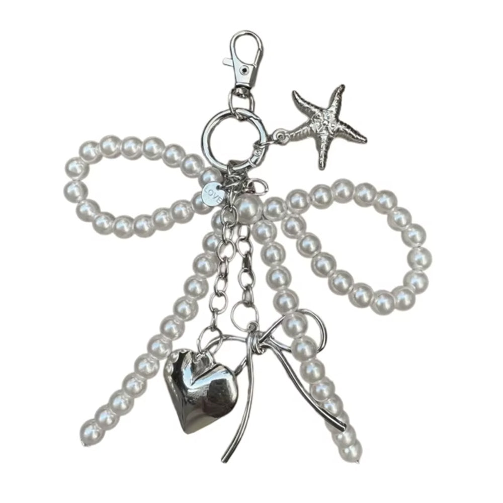pearl bow charm keychain boogzel clothing