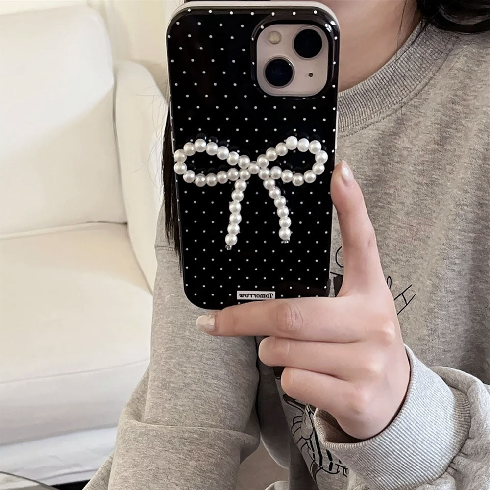 pearl bow polka dot iphone case boogzel clothing