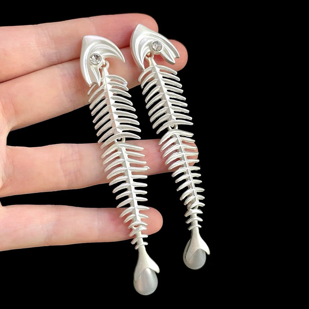 pearl drop fish bone earrings boogzel clothing