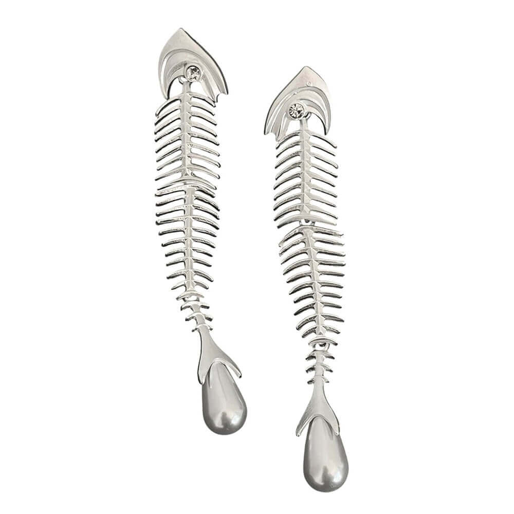 pearl drop fish bone earrings boogzel clothing