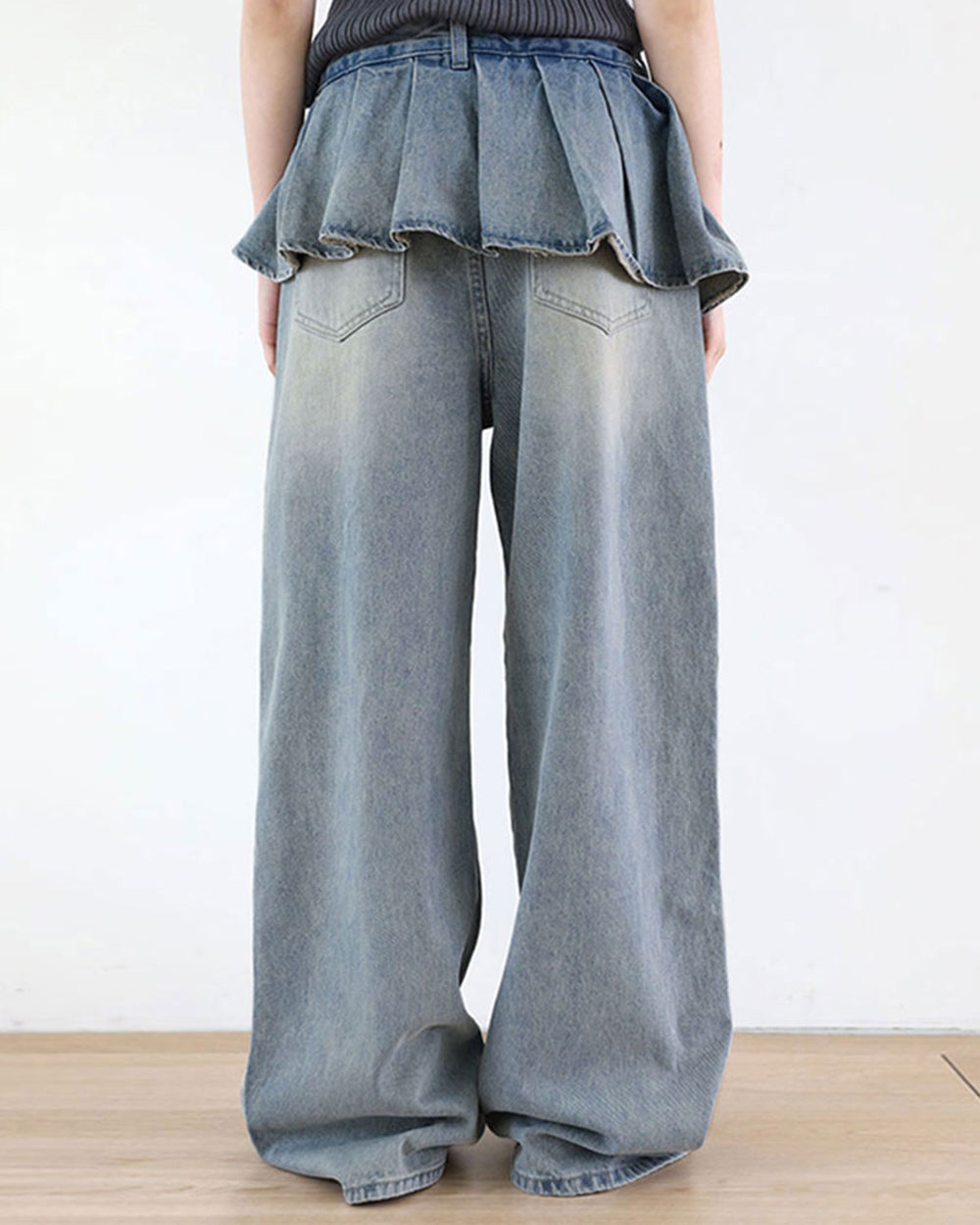 peplum waist denim wide leg jeans boogzel clothing