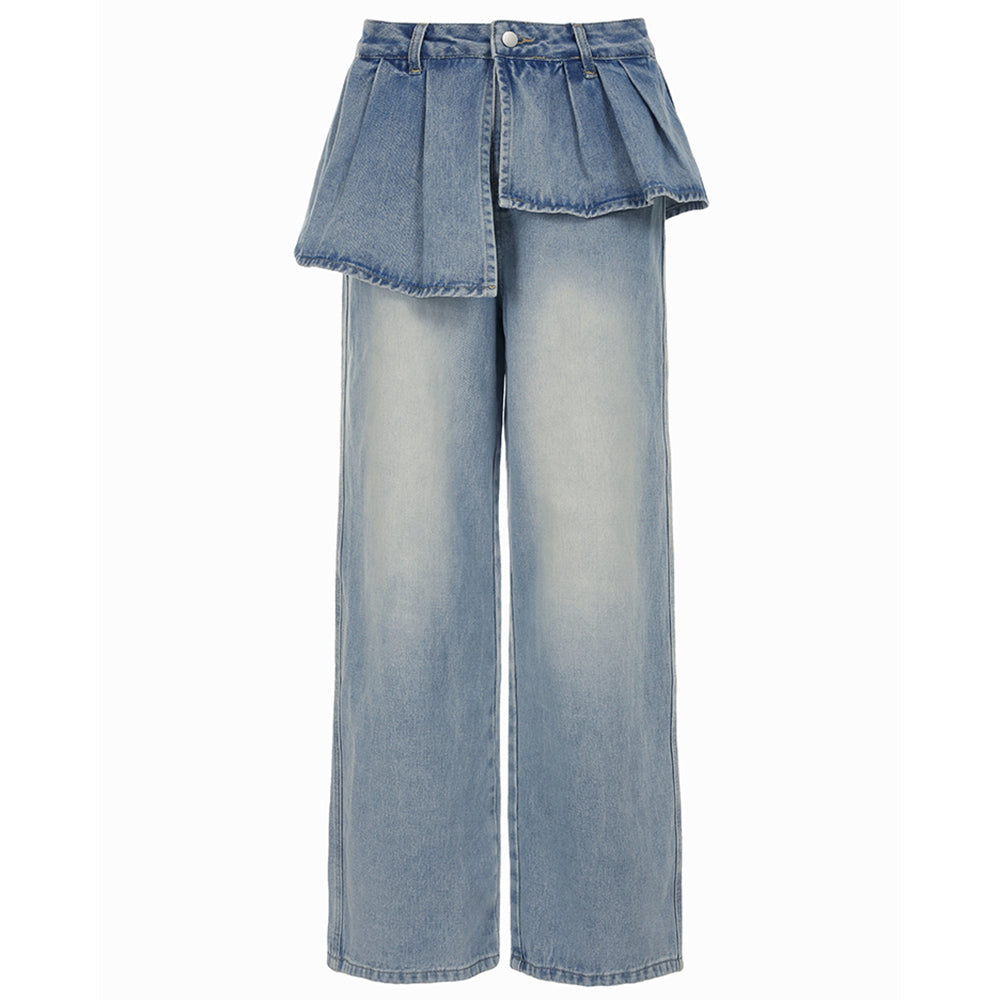 peplum waist denim wide leg jeans boogzel clothing