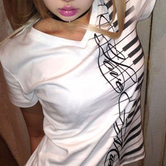 piano keyboard v-neck t-shirt boogzel clothing
